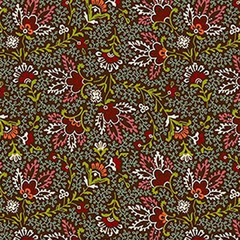 Love Struck 2296-33 Brown Prairie Blossoms by Kim Diehl for Henry Glass Fabrics, Image