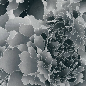 Peony Paradise 118" Wide 3603W-99 Black by Color Principle for Henry Glass Fabrics