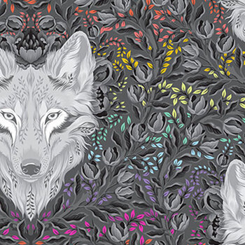 Graywork PWTP256.CARBON Wolf of Pink Street by Tula Pink for FreeSpirit Fabrics, Image