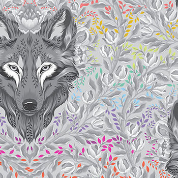 Graywork PWTP256.FOG Wolf of Pink Street by Tula Pink for FreeSpirit Fabrics, Image