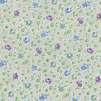 Sweet Things A-1636-C Gray Climbing Rose by Andover Fabrics, Image
