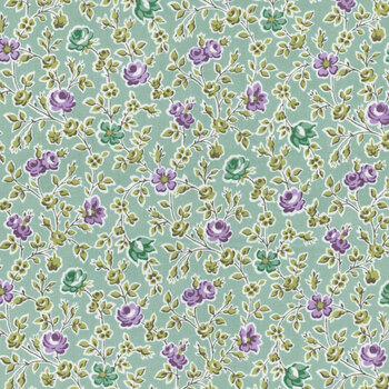 Sweet Things A-1636-T Teal Climbing Rose by Andover Fabrics, Image
