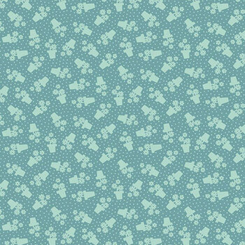 Sweet Things A-1637-T Teal Flowerpots by Andover Fabrics, Image