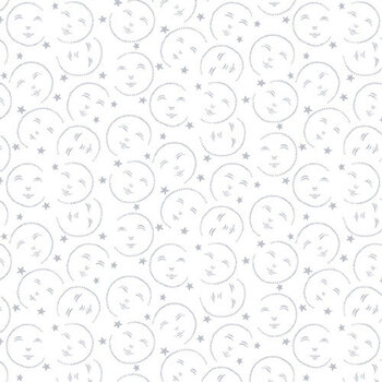 Quilter's Flour VI 1680-01W White Moon Faces by Henry Glass Fabrics, Image