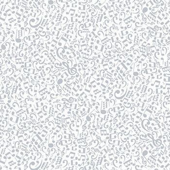 Quilter's Flour VI 1685-01W White Musical Notes by Henry Glass Fabrics, Image
