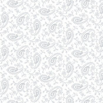 Quilter's Flour VI 1695-01W White Paisley by Henry Glass Fabrics, Image