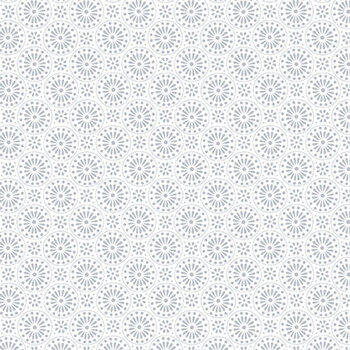 Quilter's Flour VI 1697-01W White Geometric Circular Floral by Henry Glass Fabrics, Image