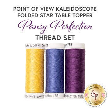  Point of View Kaleidoscope Folded Star Table Topper - Pansy Perfection - 3pc Thread Set, Image