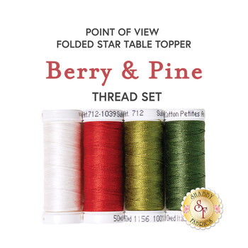  Point of View Folded Star Table Topper - Berry & Pine - 4pc Thread Set, Image