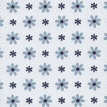 Friendship Garden 3632-17 Light Blue Daisy Check by Gail Pan for Henry Glass Fabrics