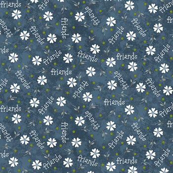 Friendship Garden 3628-77 Blue Daisy Friends by Gail Pan for Henry Glass Fabrics, Image