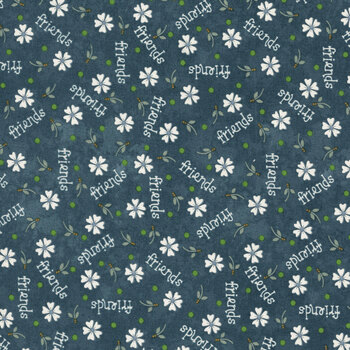 Friendship Garden 3628-77 Blue Daisy Friends by Gail Pan for Henry Glass Fabrics