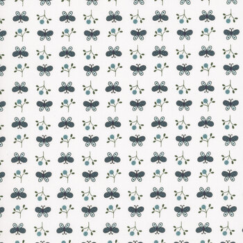 Friendship Garden 3625-11 White Mini Butterfly by Gail Pan for Henry Glass Fabrics