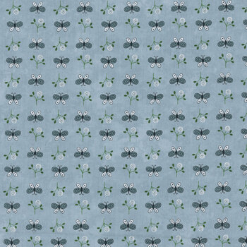 Friendship Garden 3625-77 Blue Mini Butterfly by Gail Pan for Henry Glass Fabrics