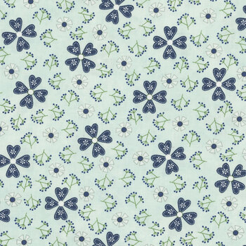 Friendship Garden 3631-17 Light Blue Pinwheel Flowers by Gail Pan for Henry Glass Fabrics