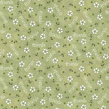 Friendship Garden 3628-60 Light Green Daisy Friends by Gail Pan for Henry Glass Fabrics, Image
