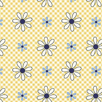 Friendship Garden 3632-33 Yellow Daisy Check by Gail Pan for Henry Glass Fabrics, Image