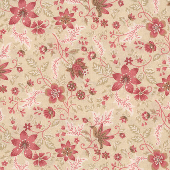 Hearth & Home 3615-44 Cream Folk Flower Vine by Janet Rae Nesbitt for Henry Glass Fabrics