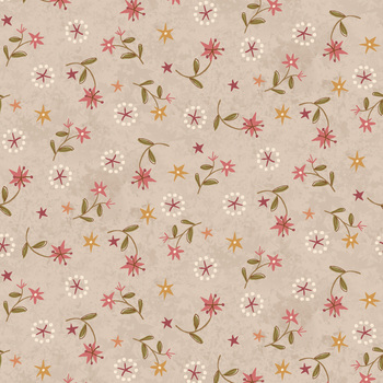 Hearth & Home 3618-44 Cream Star Lily Scatter by Janet Rae Nesbitt for Henry Glass Fabrics, Image