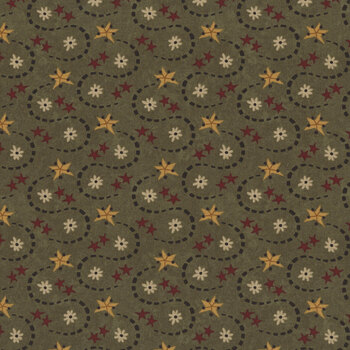 Hearth & Home 3622-66 Green Star Wave by Janet Rae Nesbitt for Henry Glass Fabrics