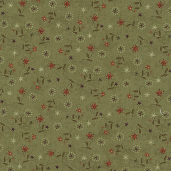 Hearth & Home 3618-66 Green Star Lily Scatter by Janet Rae Nesbitt for Henry Glass Fabrics