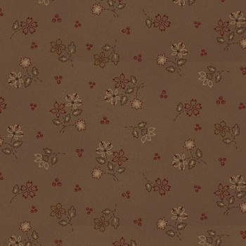 Hearth & Home 3612-38 Brown Stitched Floral by Janet Rae Nesbitt for Henry Glass Fabrics, Image