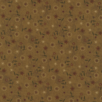 Hearth & Home 3618-38 Brown Star Lily Scatter by Janet Rae Nesbitt for Henry Glass Fabrics