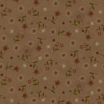 Hearth & Home 3618-38 Brown Star Lily Scatter by Janet Rae Nesbitt for Henry Glass Fabrics, Image
