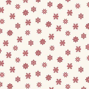 Seasonal Shirtings 2569-08 Red Snowflake by Stacy West for Henry Glass Fabrics, Image