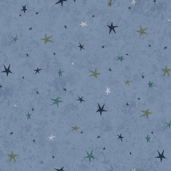 Seeing Stars 3556-75 Medium Blue by Janet Rae Nesbitt for Henry Glass Fabrics, Image
