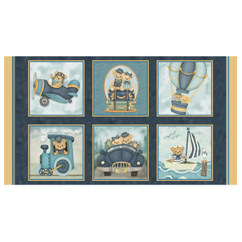 Traveling Teddies  Yardage by Shelly Comiskey for Henry Glass Fabrics, Image