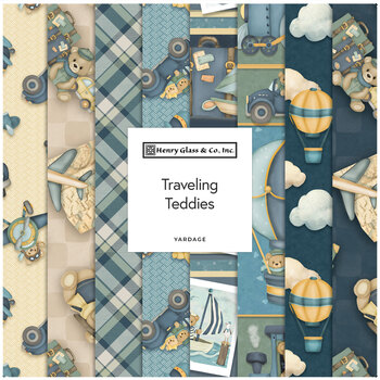 Traveling Teddies  Yardage by Shelly Comiskey for Henry Glass Fabrics, Image