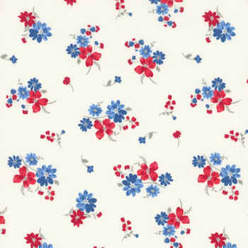 Front Porch Charm 4697-01 White Tossed Flowers by Satin Moon Designs for Blank Quilting Corporation, Image