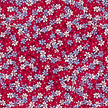 Front Porch Charm 4695-88 Red Ditsy Flowers by Satin Moon Designs for Blank Quilting Corporation, Image