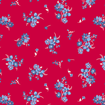 Front Porch Charm 4697-88 Red Tossed Flowers by Satin Moon Designs for Blank Quilting Corporation, Image