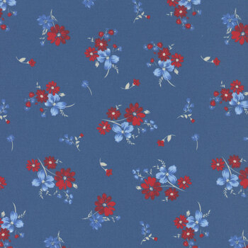 Front Porch Charm 4697-75 Blue Tossed Flowers by Satin Moon Designs for Blank Quilting Corporation, Image
