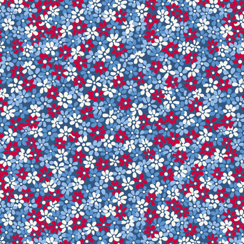 Front Porch Charm 4695-75 Blue Ditsy Flowers by Satin Moon Designs for Blank Quilting Corporation, Image