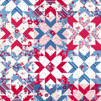 Front Porch Charm 4701-75 Blue Cheater Quilt by Satin Moon Designs for Blank Quilting Corporation, Image