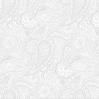 Best of Cream & Sugar 8922-01W White on White Packed Paisley by Studio E Fabrics, Image