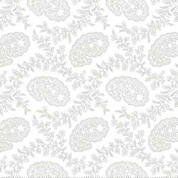 Best of Cream & Sugar 8923-01W White on White Vines & Small Foulard by Studio E Fabrics, Image