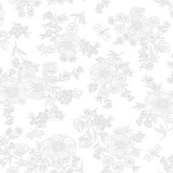 Best of Cream & Sugar 8933-01W White on White Delicate Floral by Studio E Fabrics, Image