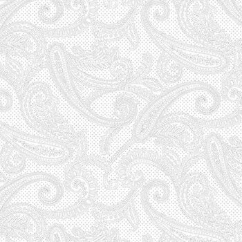 Best of Cream & Sugar 8928-01W White on White Sophisticated Paisley by Studio E Fabrics, Image