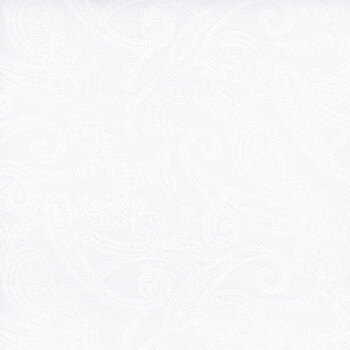 Best of Cream & Sugar 8928-01W White on White Sophisticated Paisley by Studio E Fabrics, Image
