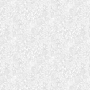 Best of Cream & Sugar 8931-01W White on White Double Swirls by Studio E Fabrics, Image