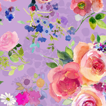 Fleur de Rose Y4759-26 Light Purple Bouquets by Sue Zipkin for Clothworks, Image