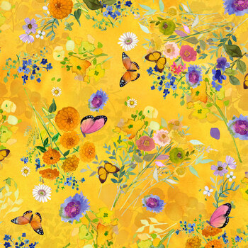 Fleur de Rose Y4762-35 Light Orange Butterfly Garden by Sue Zipkin for Clothworks, Image