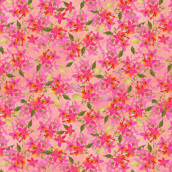 Fleur de Rose Y4765-39 Coral Star Flowers by Sue Zipkin for Clothworks, Image