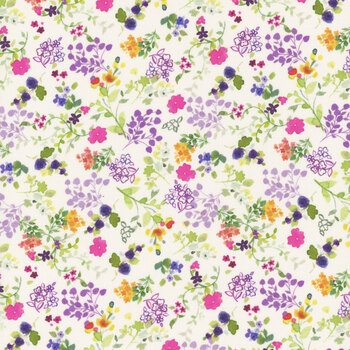 Fleur de Rose Y4767-55 Multi Viney Floral by Sue Zipkin for Clothworks