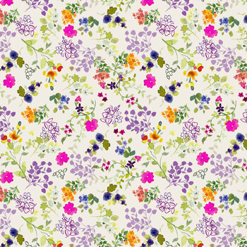 Fleur de Rose Y4767-55 Multi Viney Floral by Sue Zipkin for Clothworks, Image