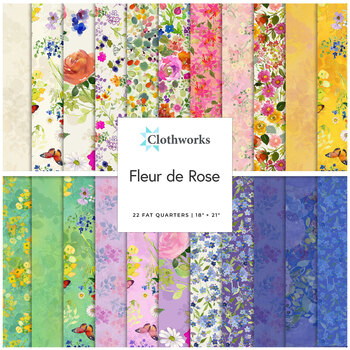 Fleur de Rose  22 FQ Set by Sue Zipkin for Clothworks, Image